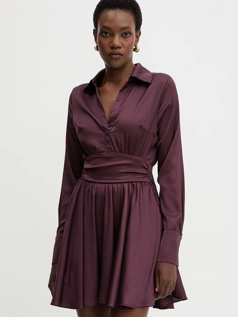 Guess sukienka CONCETTA kolor bordowy mini rozkloszowana W5YK00 WF1T2