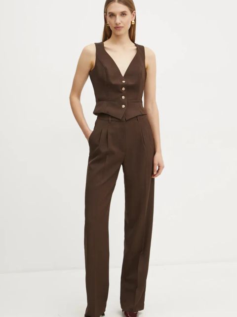 Guess kamizelka kolor brązowy jednorzędowa W5RH85 WGX02