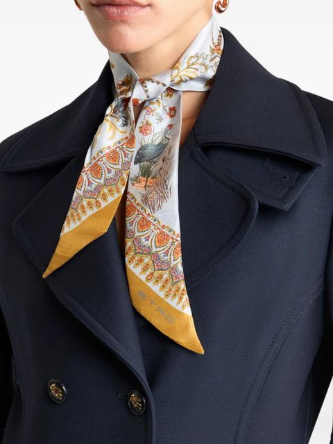 ETRO paisleyina paisley flora fauna-print silk scarf - Neutrals