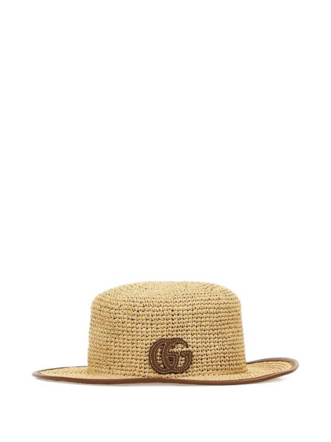 Gucci straw leather-trimmed hat - Neutrals - zdjęcie produktu nr 1