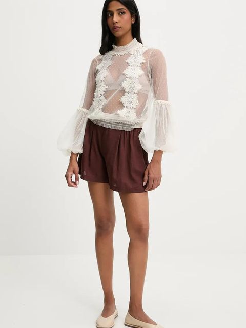 Answear.LAB bluzka damska kolor beżowy z aplikacją