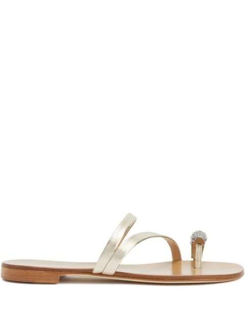 Giuseppe Zanotti Febe Carre embellished-toe leather sandals - Gold - zdjęcie produktu nr 1
