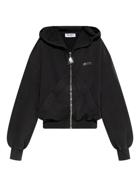 The Attico front-zip cotton hoodie - Black - zdjęcie produktu nr 1