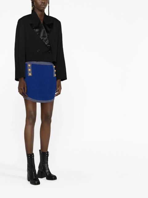 Balmain button-embellished knitted mini skirt - Blue