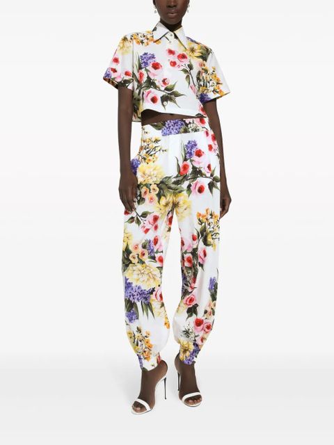 Dolce & Gabbana floral-print cotton track pants - White