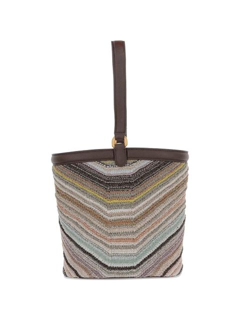 Missoni chevron-knit leather-trim shoulder bag - Neutrals - zdjęcie produktu nr 2