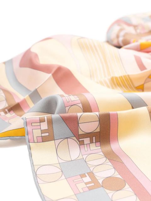 FENDI Moonlight Echoes geometric-print silk scarf - Pink