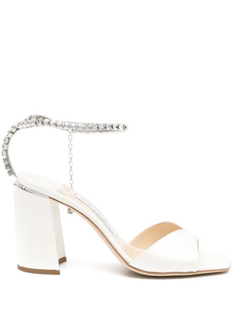Jimmy Choo Saeda 85mm crystal-strap sandals - Neutrals - zdjęcie produktu nr 1