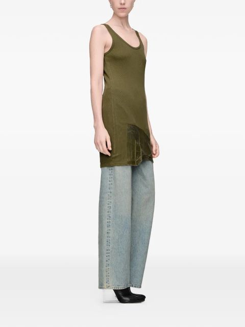 Maison Margiela asymmetric-hem long cotton top - Green