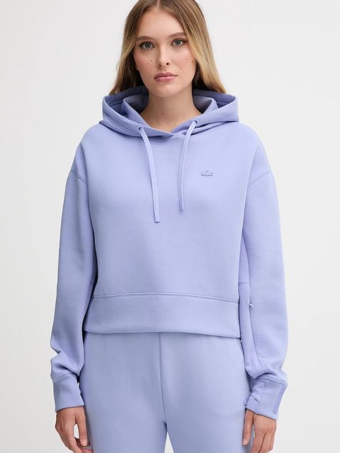 Lacoste bluza damska kolor niebieski z kapturem gładka SF0281 - zdjęcie produktu nr 1