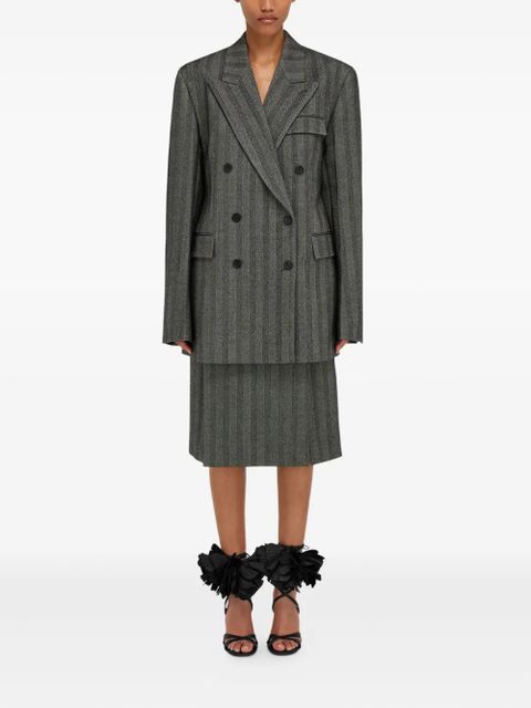 Ferragamo chevron-pattern double-breasted coat - Black - zdjęcie produktu nr 2