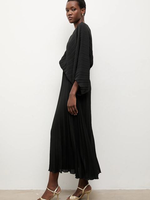 Answear.LAB sukienka kolor czarny maxi rozkloszowana - zdjęcie produktu nr 2