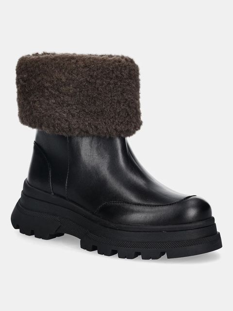 BOSS botki Foster damskie kolor czarny na platformie lekko ocieplone 50552776 - zdjęcie produktu nr 1