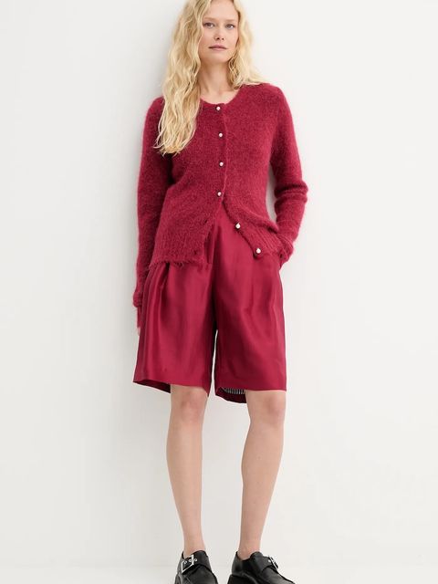 MUNTHE kardigan wełniany POVILLA damski kolor bordowy 252160025272