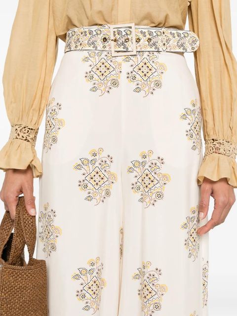 ZIMMERMANN Utility Dot Lemon-print wide trousers - Neutrals