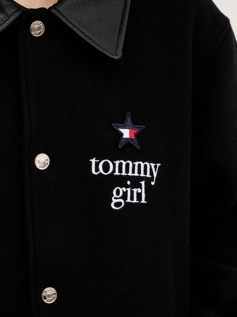 Tommy Jeans kurtka z dodatkiem wełny kolor czarny przejściowa DN0DN00093