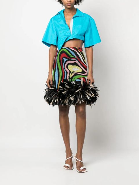 PUCCI Marmo-print fringed-edge skirt - Black