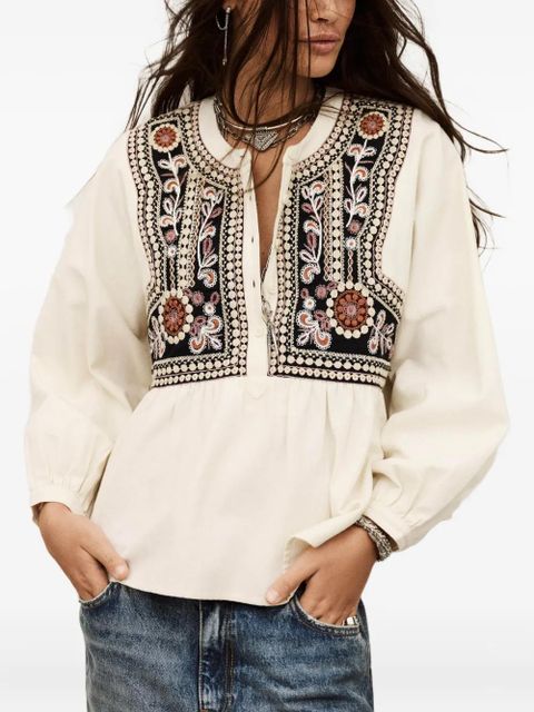 Ba&Sh Alec embroidered blouse - Neutrals