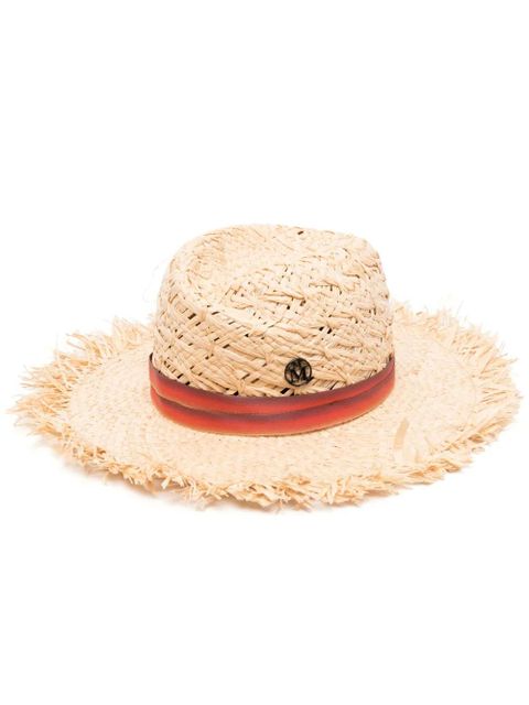 Maison Michel logo-plaque raffia hat - Neutrals - zdjęcie produktu nr 1