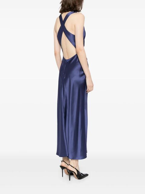 Reformation Casette draped silk dress - Blue