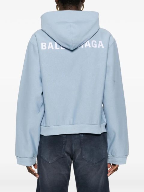 Balenciaga zip cotton hoodie - Blue