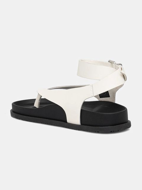 Tommy Jeans sandały skórzane TJW ANKLE STRAP SANDAL damskie kolor beżowy EN0EN02873