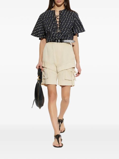 MARANT ÉTOILE Dianga lace-up printed top - Black - zdjęcie produktu nr 2