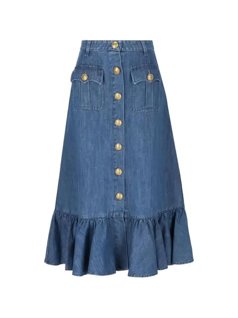 Valentino Garavani lightweight denim cotton midi skirt - Blue