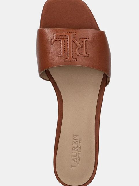 Lauren Ralph Lauren klapki skórzane Everley Sld damskie kolor brązowy 802959142002