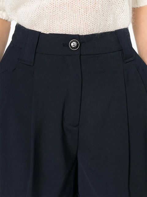 GANNI high-rise pleated shorts - Blue
