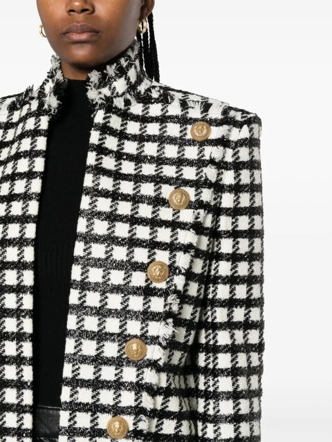 Balmain button-embellished checked jacket - Black