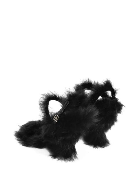 Dolce & Gabbana 105mm fur-trimmed buckle sandals - Black