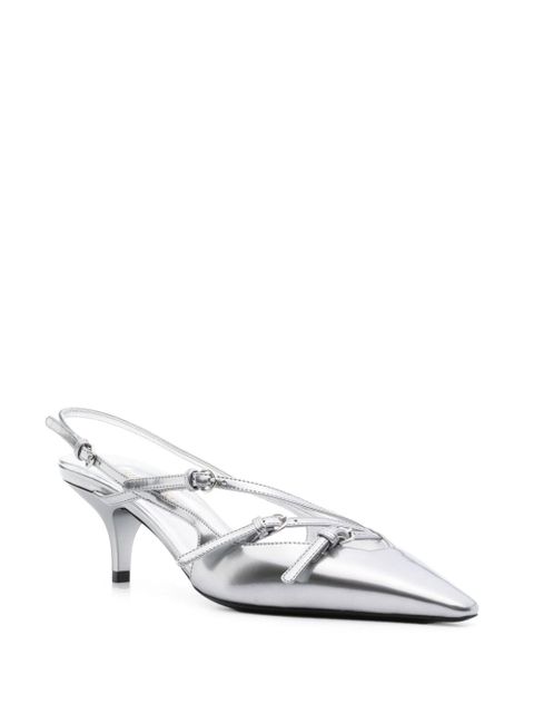 Miu Miu 55mm leather buckle pumps - Silver