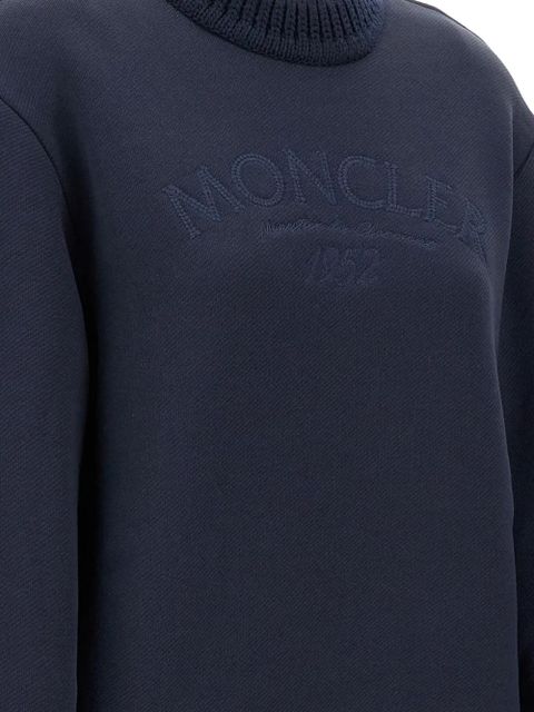Moncler ribbed-cuffs embroidered sweatshirt - Blue