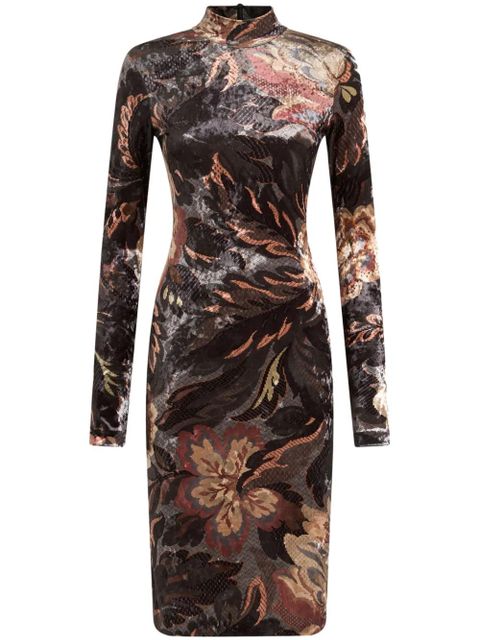 ETRO printed chenille midi dress - Black