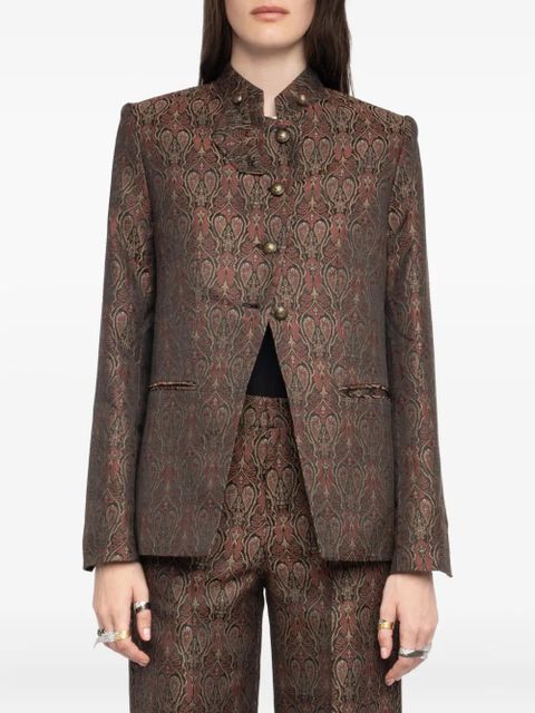 Zadig&Voltaire Verysa paisley-print mandarin-collar blazer - Brown