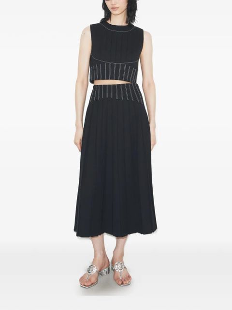 Tory Burch wool twill pleated top - Black - zdjęcie produktu nr 2