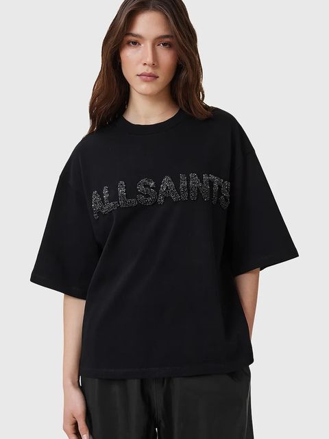 AllSaints t-shirt bawełniany AMELIE damski kolor czarny W123JC - zdjęcie produktu nr 1