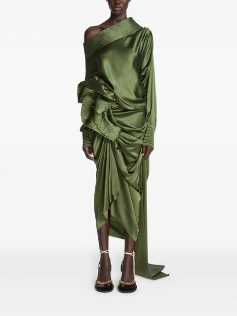 DRIES VAN NOTEN draped midi skirt - Green