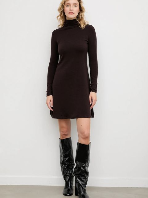 Answear.LAB sukienka kolor brązowy mini rozkloszowana - zdjęcie produktu nr 2