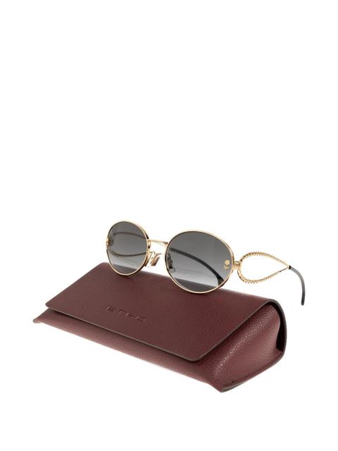 ETRO rose-detail round sunglasses - Gold