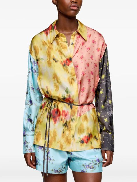 GANNI floral-print panelled shirt - Yellow