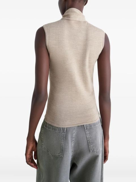 LEMAIRE tie-neck asymmetrical-design knitted top - Neutrals