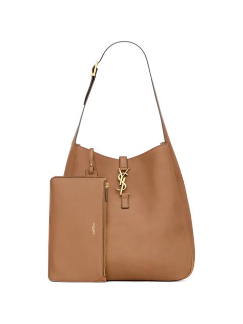 Saint Laurent large LE 5 À 7 logo-plaque shoulder bag - Brown