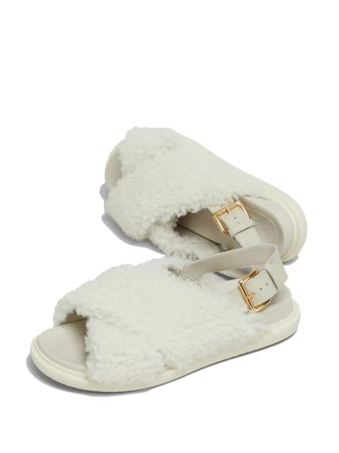 Marni Fussbett shearling sandals - White