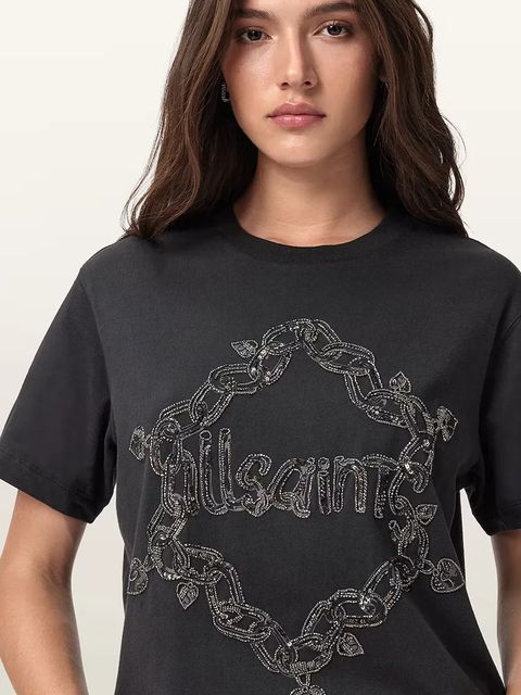 AllSaints t-shirt DRIP damski kolor czarny W061JD