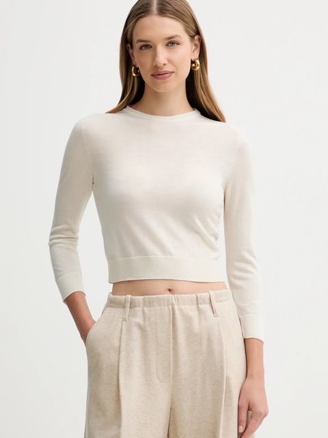 Liviana Conti sweter wełniany damski kolor beżowy lekki L5WA06 - zdjęcie produktu nr 1