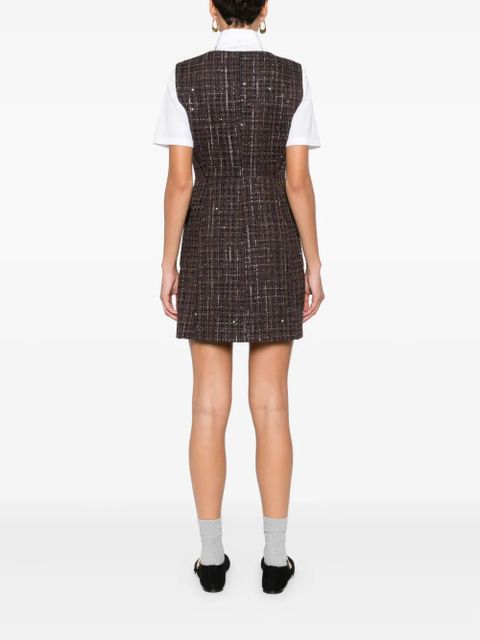 Maje buttoned tweed dress - Brown