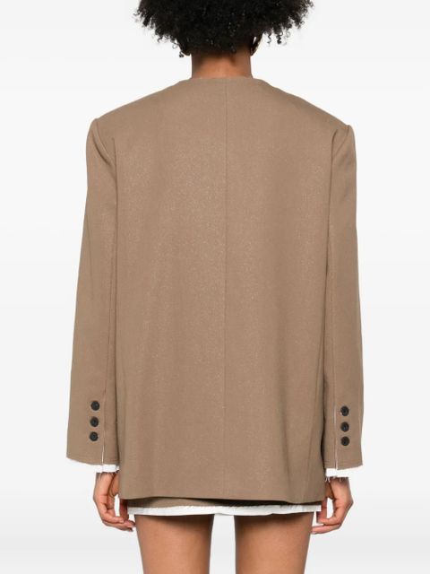 Eleh frayed-sleeve blazer - Brown