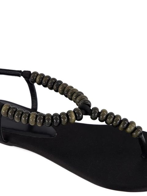 Le Monde Beryl beaded silk-satin sandals - Black